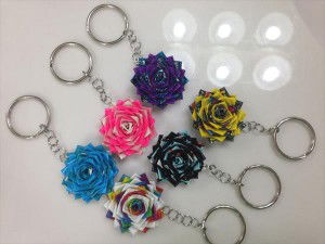 homemade duct tape flower keychain