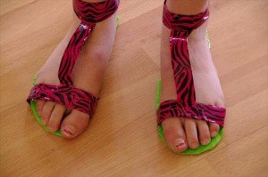 reclaimed duct tape slippers