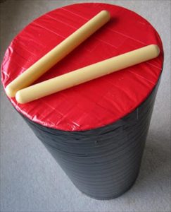 handcrafted duct tape drum